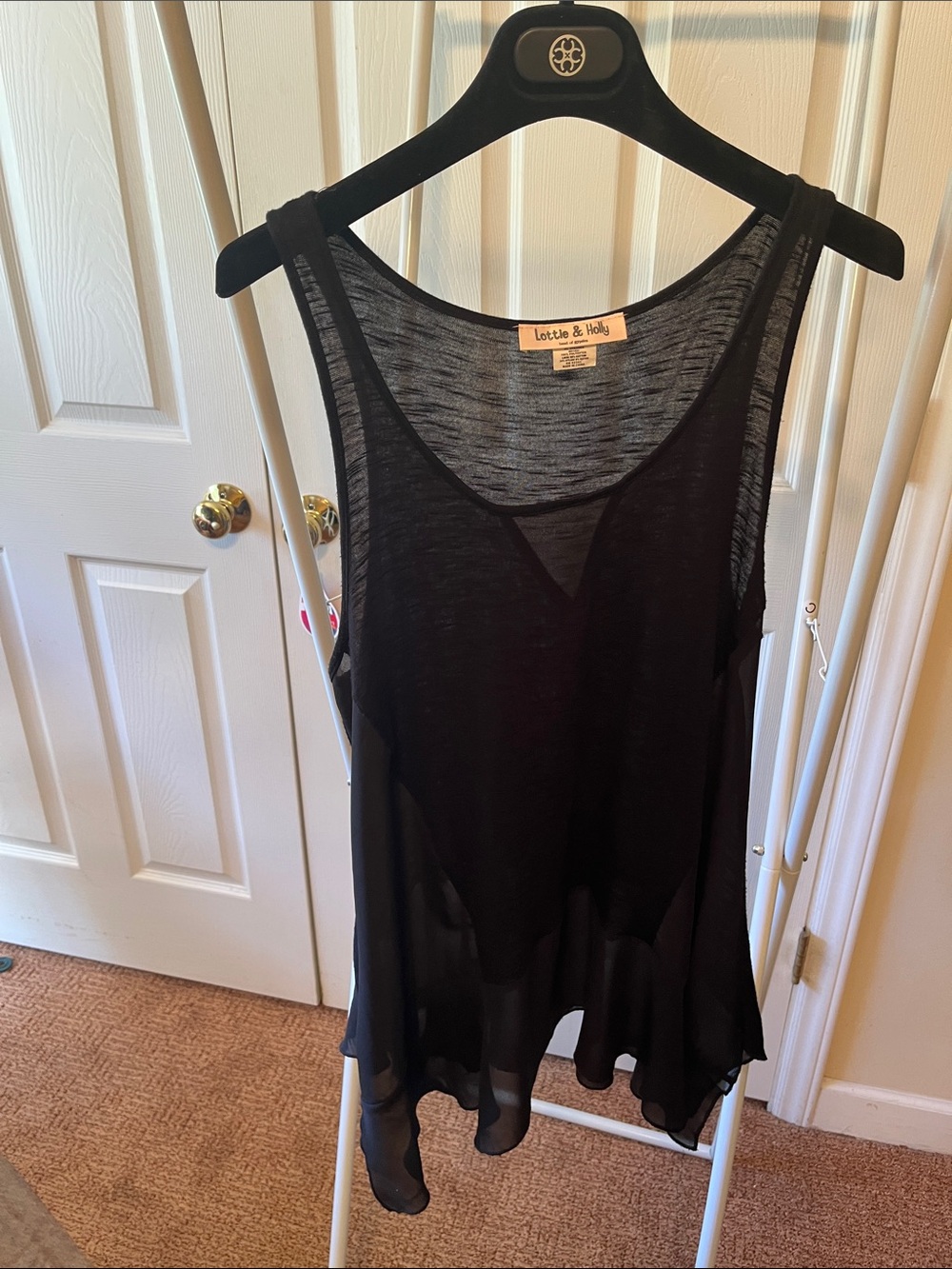 Lettuce & Holly Black Sheer Layered Camisole PTP 20” with stretch